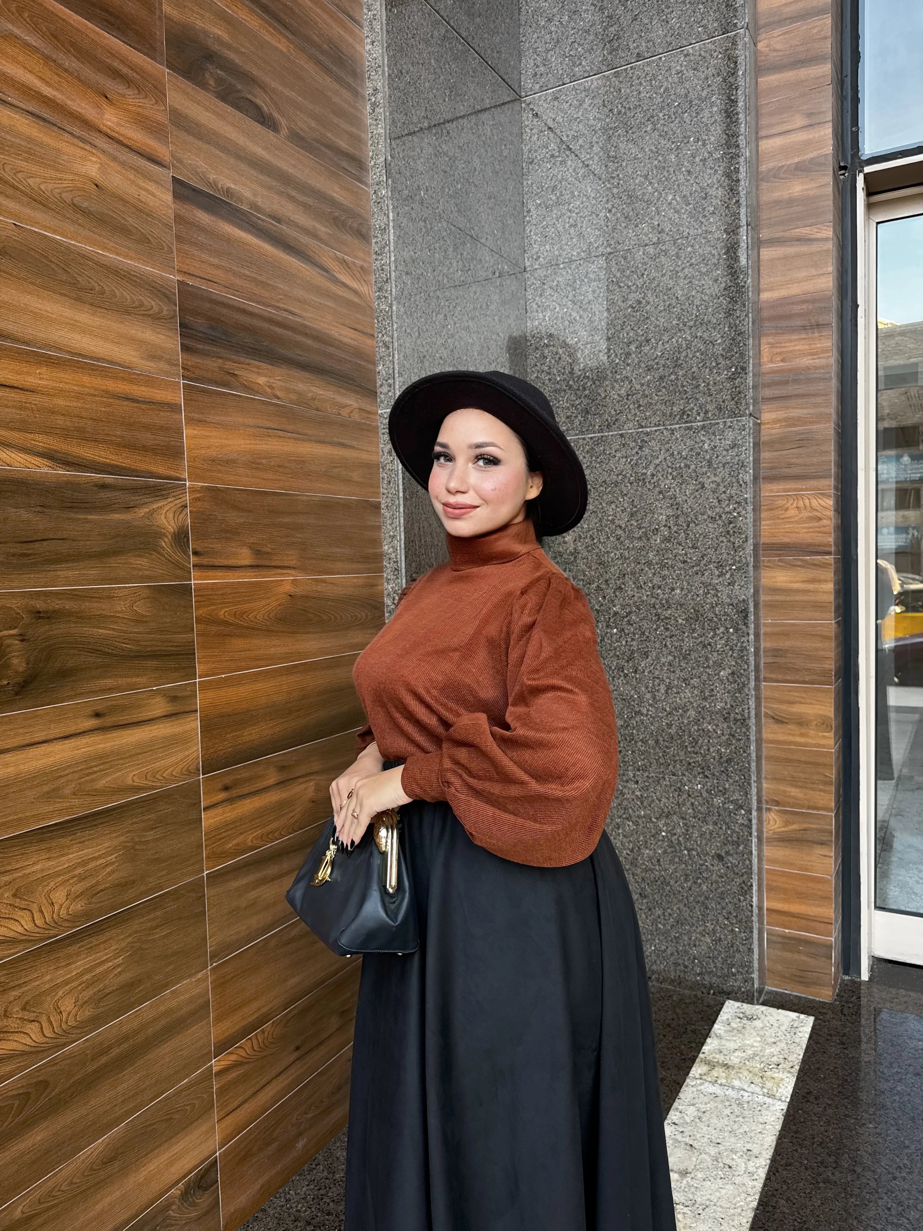 Ribbed Knit High-Neck Top